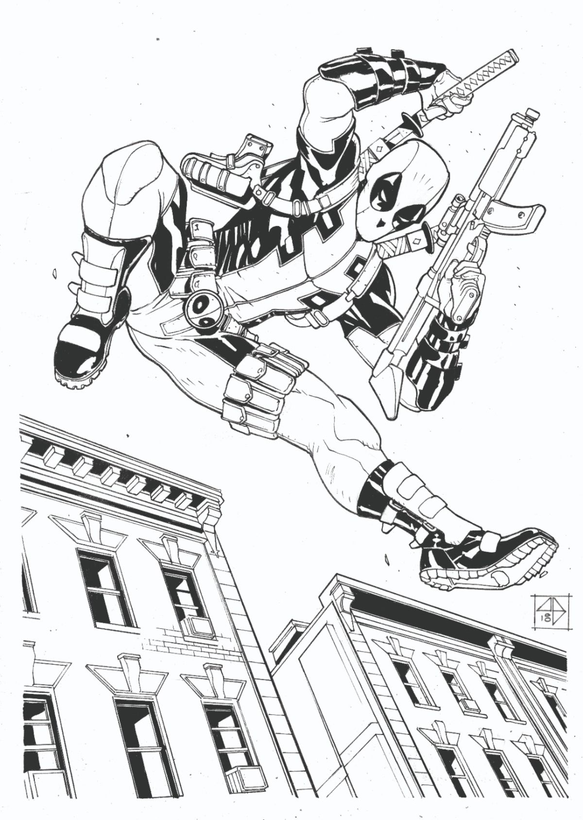 Deadpool Ink Sketch by Andrea Broccardo Original Comic | Nerd Crawler