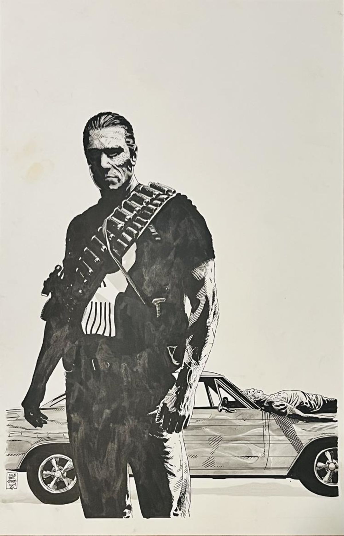Tim Bradstreet Punisher 11x17 Figure with Background Sketch | Raremarq
