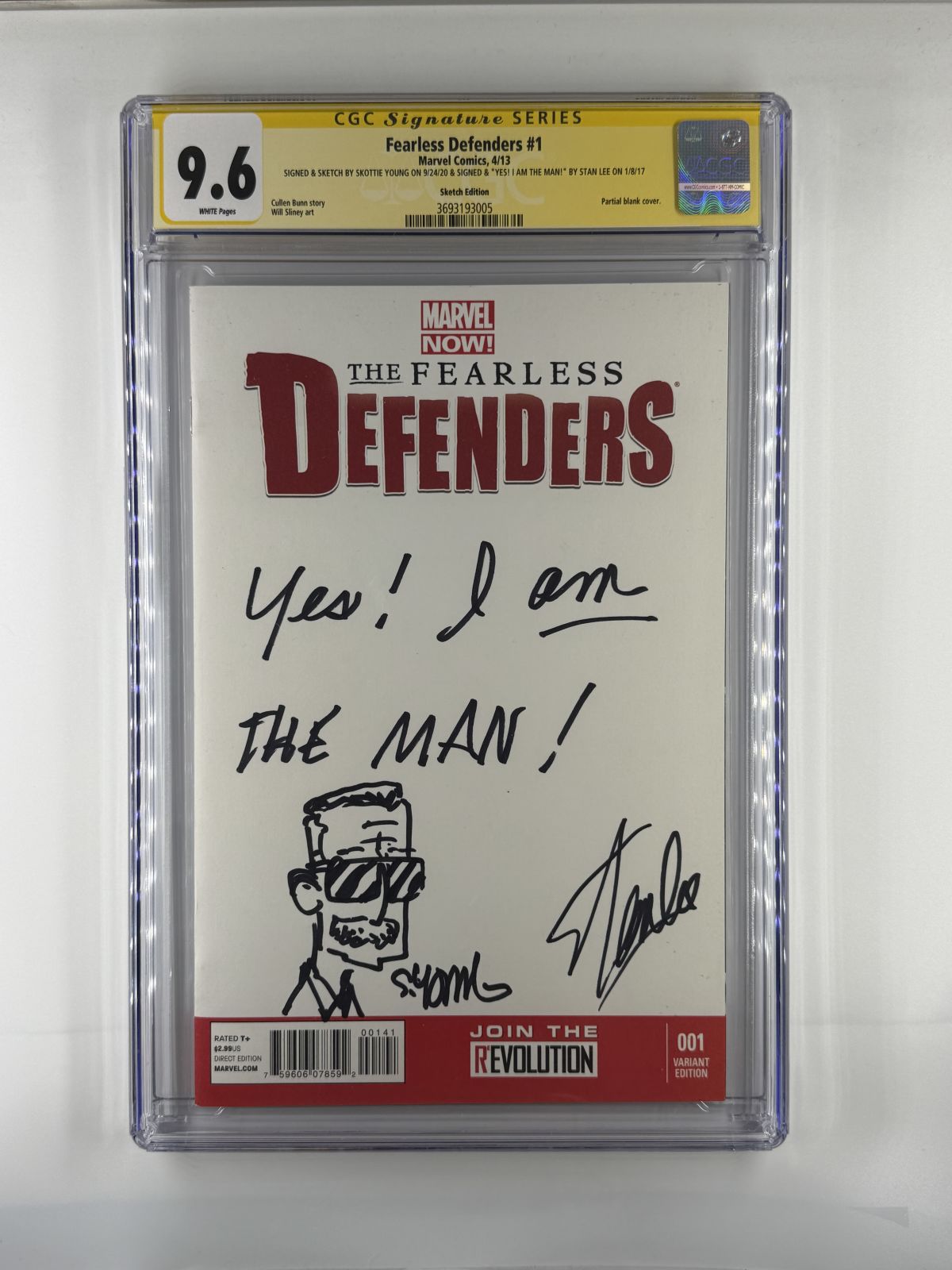Stan Lee Signed Fearless Defenders Sketch Cover by Skottie | Raremarq
