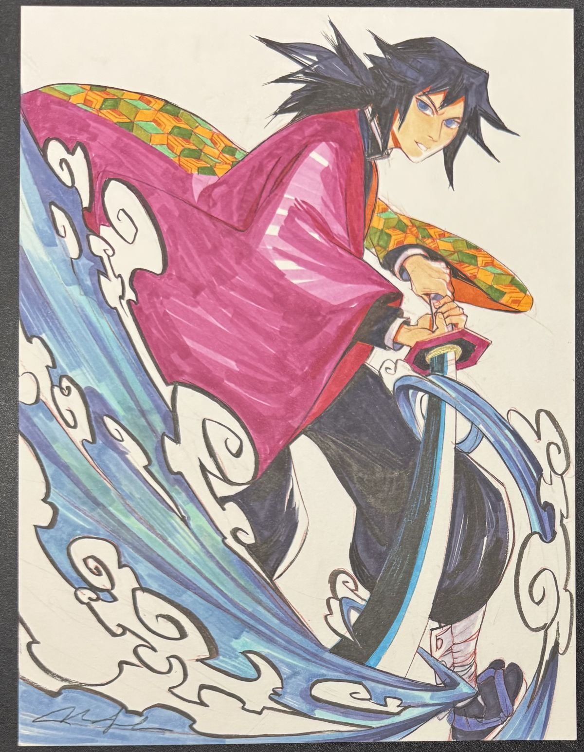 Demon Slayer Giyu Tomioka sketch by Mindy Lee Original | Raremarq