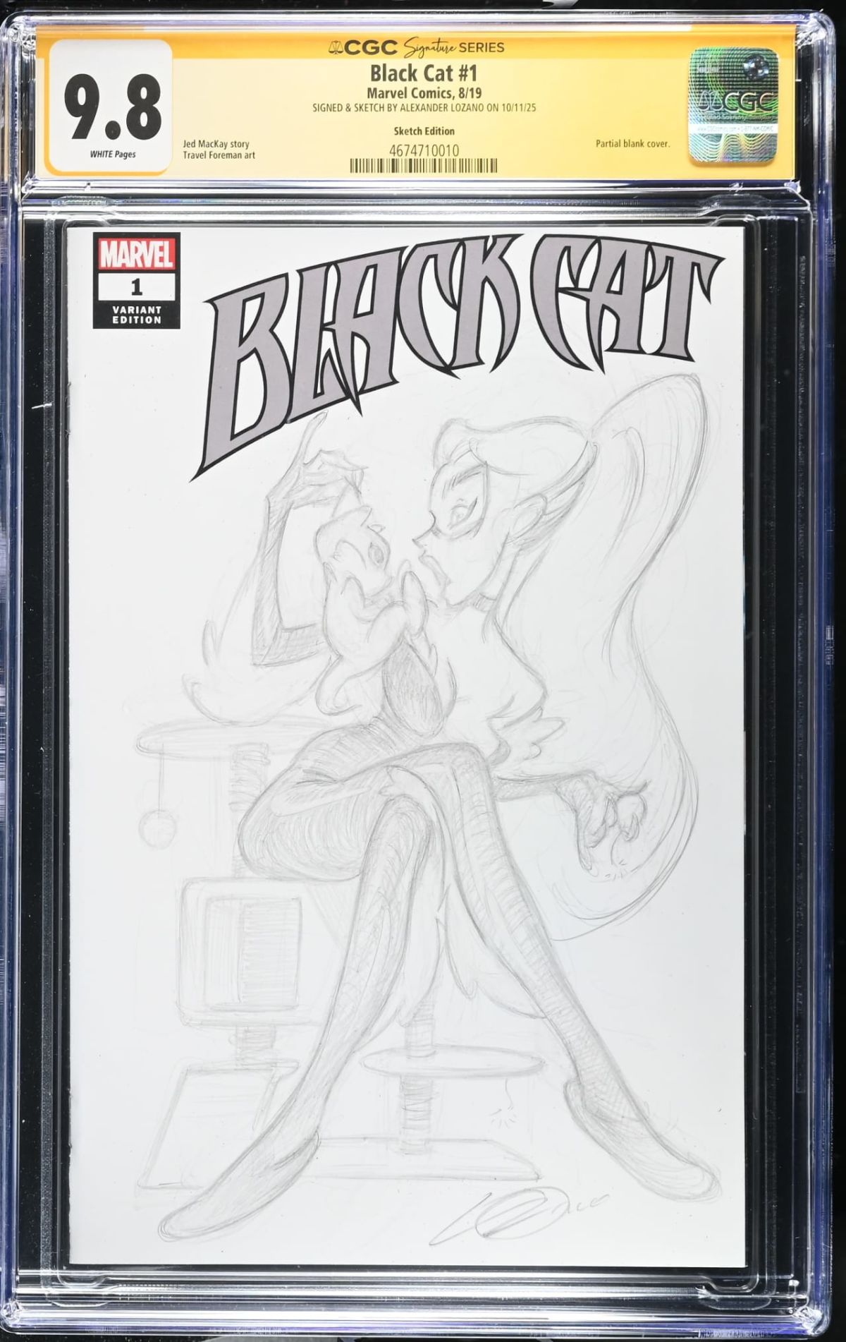 漫画   BLACK  CAT  サイン Black Cat #1 CGC 9.8 Signed by Alexander Lozano Signed | Raremarq