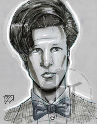 Image for Eleventh Doctor Bust Sketch by Blair Shedd plus signed print