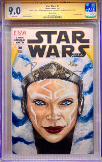 Image for AHSOKA TANO sketch signed by ROSARIO DAWSON & ARIO ANINDITO CGC 9.0