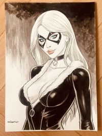 Image for Black Cat A4 mixed-media illustration