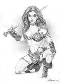 Image for Red Sonja original pencil sketch by pinup artist Dave Nestler