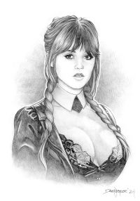 Image for "Jenna Ortega 2.0 (Bigger and Better)" original pencil sketch from pinup artist Dave Nestler