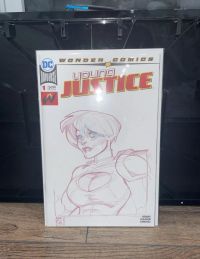 Image for YOUNG JUSTICE #1 Power Girl Custom Sketch Chad Hardin COA
