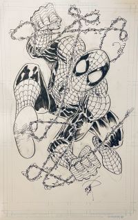 Image for Erik Larsen 11x17 inch Spider-Man commission (splash recreation of Amazing Spider-Man issue 343 page 13 )!! Pencils & inks by Erik Larsen. Signed by Erik Larsen !