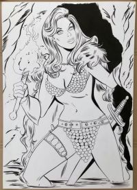 Image for Red Sonja and Scarlett Couture art by Dez Taylor