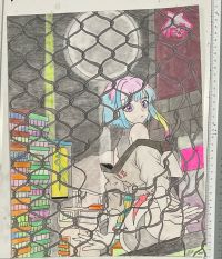 Image for Lucy from cyberpunk edgerunners waiting for the moon transport