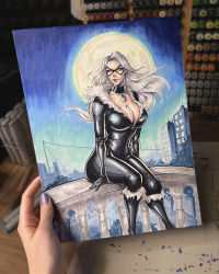 Image for Black cat - convention sketch coloured 9x12inch by Tofusenshi