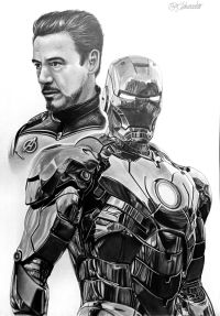 Image for Iron Man and Tony Stark Pencil Drawing 11"17 by Eduardo 