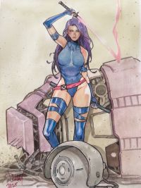 Image for Psylocke 9x12 Mixed Media Art