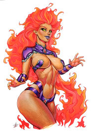 Image for Starfire Pin Up Original Art by MRGunn
