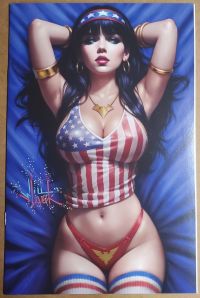 Image for 4th of July Vampirella by Will Jack with red, white, and blue signature