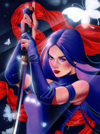 Image for Psylocke Original and Traditional Art by Nathalie Braconnot