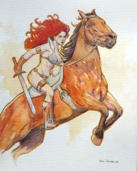 Image for Red Sonja Riding Horse Illustration