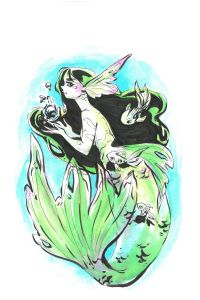 Image for Helabella original green Sea Fairy 1, 6x9 – watercolor