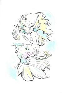 Image for Helabella original yellow Sea Fairy 2, 6x9 – watercolor