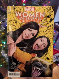 Image for Marvel Rivals group selfie remark and signed Women of Marvel #1 by Ashley Witter