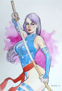 Image for 2 sexy arts: Psylocke and Black Canary Watercolor Illustration 9x12 