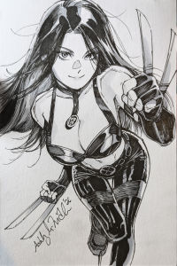 Image for Oh HI! -- SNIKT!! -- X-23 4x6 sketch card by X-23 cover artist Ashley Witter (Journey to 100 followers!)