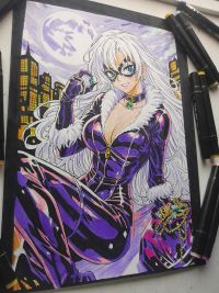 Image for Black Cat Cityscape original art llustration size 11x17 by Aly Rafael 