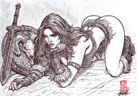 Image for Red Sonja - SHE DECIDES WHEN / Bazal.  11,7x8,3 in. 