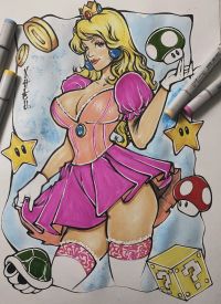 Image for Princess Peach Copic Colors Pin Up Illustration A3 