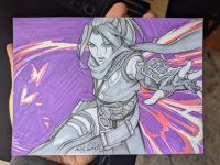 Image for PSYLOCKE 1-TRICKS LFG! Marvel Rivals Psylocke 5x7" Sketch Card by Ashley Witter