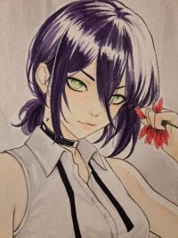 Image for Reze - Chainsaw man watercolor OA by Courtney Costello 