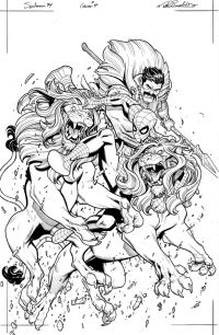 Image for Spider-Man 94 issue 4 Cover ! Pencilled & inked by Kick Bradshaw ! Spidey vs Kraven Original Art measures 11x17 inches ! Signed by Bradshaw !