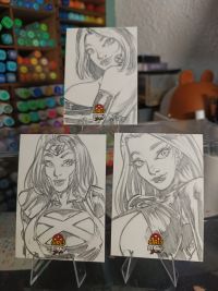 Image for 3 X-Girls Sketch Cards by Oz