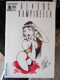 Image for OMG ITS A BLOODBATH!! Aliens/Vampirella Sketch Cover by Ashley Witter