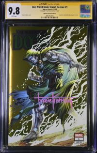 Image for One World Under Doom Reissue #1 | Whatnot Gold Foil Edition | CGC 9.8 | Signature SeriesCGC Signature Series witnessed the Tyler Kirkham signing on 11/22/25.SIGNED BY TYLER KIRKHAM ON 11/22/25Reprints One World Under Doom #1 (4/25)Tyler Kirkham cover