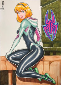 Image for Spider Gwen A4 Ink and Marker Illustration