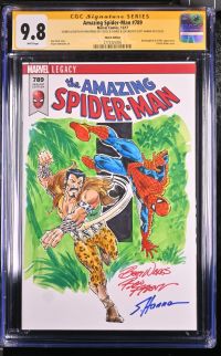 Image for Amazing Spider-Man #789 | Sketch Edition | CGC 9.8 | Signature SeriesSIGNED & SKETCH BY RON FRENZ ON 7/30/23 & SIGNED & COLORED BY SCOTT HANNA ON 7/30/23Mockingbird & Griffin appearance.Partial blank cover.Dan Slott storyStuart Immonen art