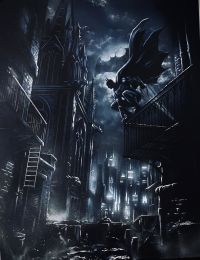 Image for Batman gargoyle of Gotham Connecting 2x Black paper 11x17 ART by Manu Silva 