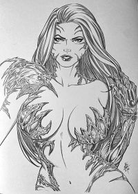 Image for Psylocke (X-Men) - Original Art - Biomechanical Style - Graphite on Bristol A4
