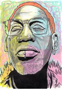 Image for DENNIS RODMAN COLOR OA SIGNED MIKE DOHERTY