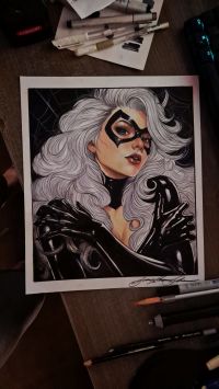 Image for BLACK CAT - Pinup art by Guilherme Silva - 10,8" x 12,8"