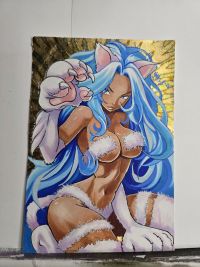 Image for "Divine Feline" 4.5 x 6.5 (Felicia) mixed media foil art card by Smo-G