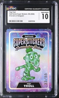 Image for Tidy Troll | VeeFriends Super Stickers: SS | Emerald on Hologram | CGC GEM MINT 10