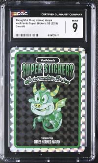 Image for Thoughtful Three Horned Harpik | VeeFriends Super Stickers: SS | Emerald | CGC 9