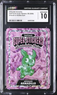 Image for Articulate Armadillo | VeeFriends Super Stickers: SS | Emerald on Bubble Gum | CGC GEM MINT 10