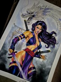 Image for Psylocke - Pinup art by Guilherme Silva - 9,8" x 13,6"