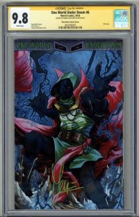 Image for ONE WORLD UNDER DOOM #6 CGC 9.8 SS SIGNED MARCO CHECCHETTO FOIL VARIANT POP 2