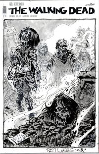 Image for THE WALKING DEAD WRAPAROUND SKETCH COVER ORIGINAL INKED ART SIGNED NEIL VOKES