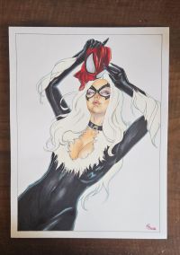 Image for BLACK CAT – Original Art Pin-Up A4 (Copic Markers)