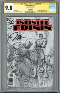 Image for INFINITE CRISIS #3 CGC 9.8 SS SIGNED JIM LEE BATMAN SUPERMAN COVER LOW POP RARE